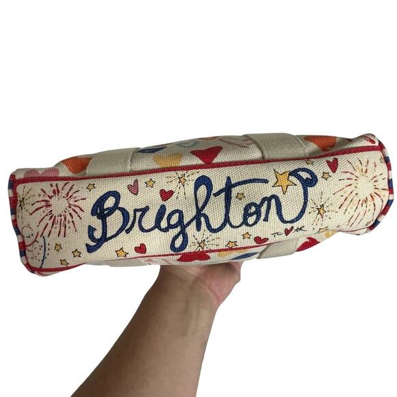 NWT BRIGHTON Red, White, and You Mini Heart Canvas Tote crossbody bag - Picture 7 of 8